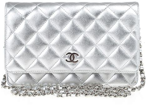 chanel silver quilted walle4 chain|Chanel wallet.